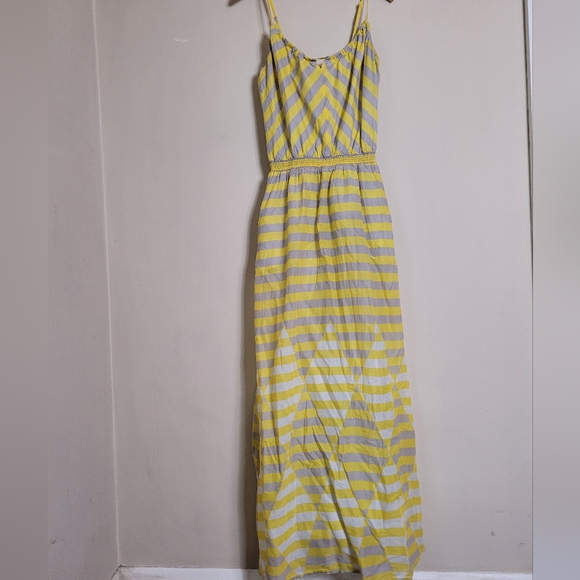 Anthropologie Dresses & Skirts - Anthropologie Lilka Yellow and Gray Striped Maxi Dress Medium